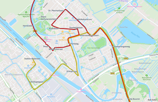 plattegrond met nieuwe routes Maarssen voor lijn 120 en lijn 27 