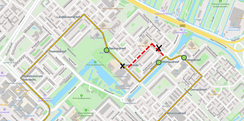 plattegrond routewijziging lijn 6