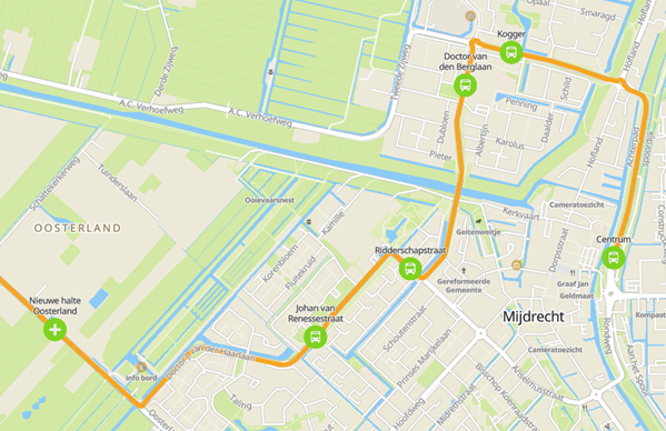 plattegrond route lijn 121 en lijn 123