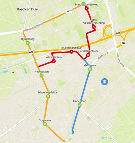 plattegrond routewijziging lijn 59 Zeist